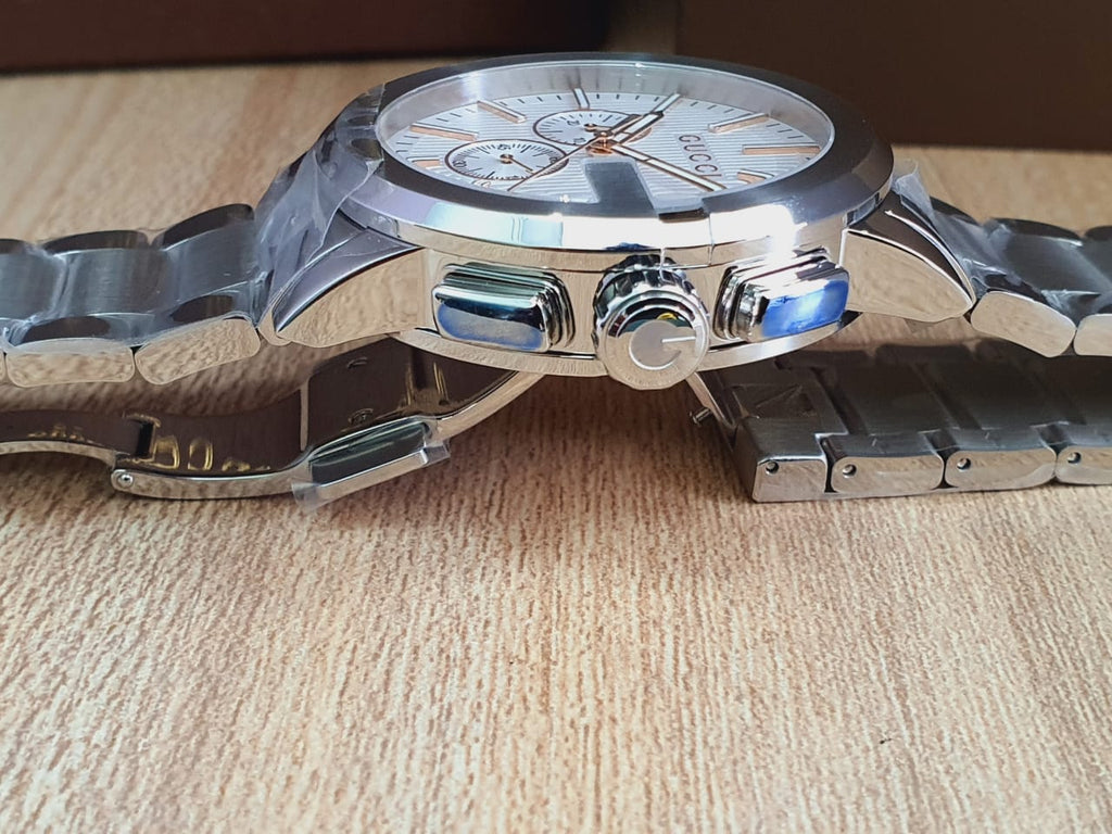 Gucci Men’s Analog Quartz Display Swiss Made Stainless Steel Silver 44mm Watch YA101201