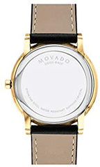 Movado Men’s Quartz Swiss Made Leather Strap Black Dial 40mm Watch 0607271
