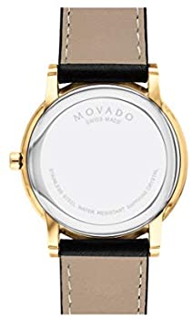 Movado Men’s Quartz Swiss Made Leather Strap Black Dial 40mm Watch 0607271