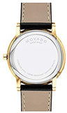 Movado Men’s Quartz Swiss Made Leather Strap Black Dial 40mm Watch 0607271