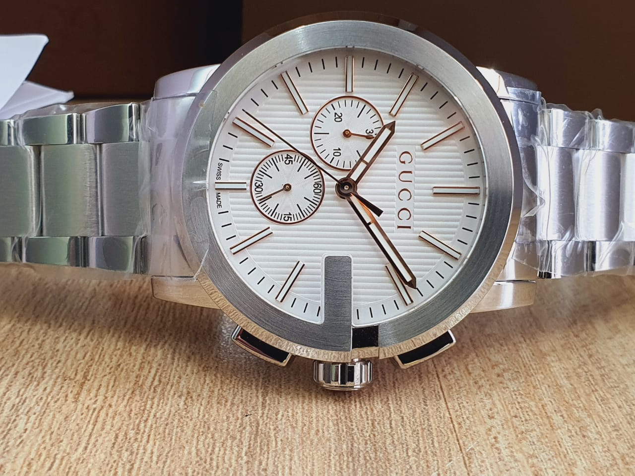 Gucci Men’s Analog Quartz Display Swiss Made Stainless Steel Silver 44mm Watch YA101201