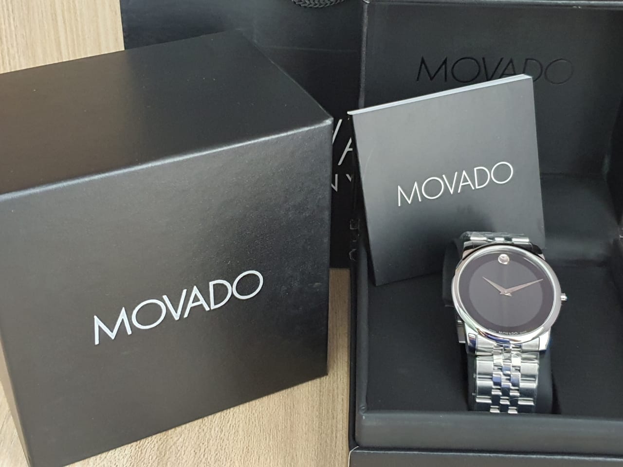 Movado Men’s Swiss Made Quartz Stainless Steel Black Dial 40mm Watch 0606504