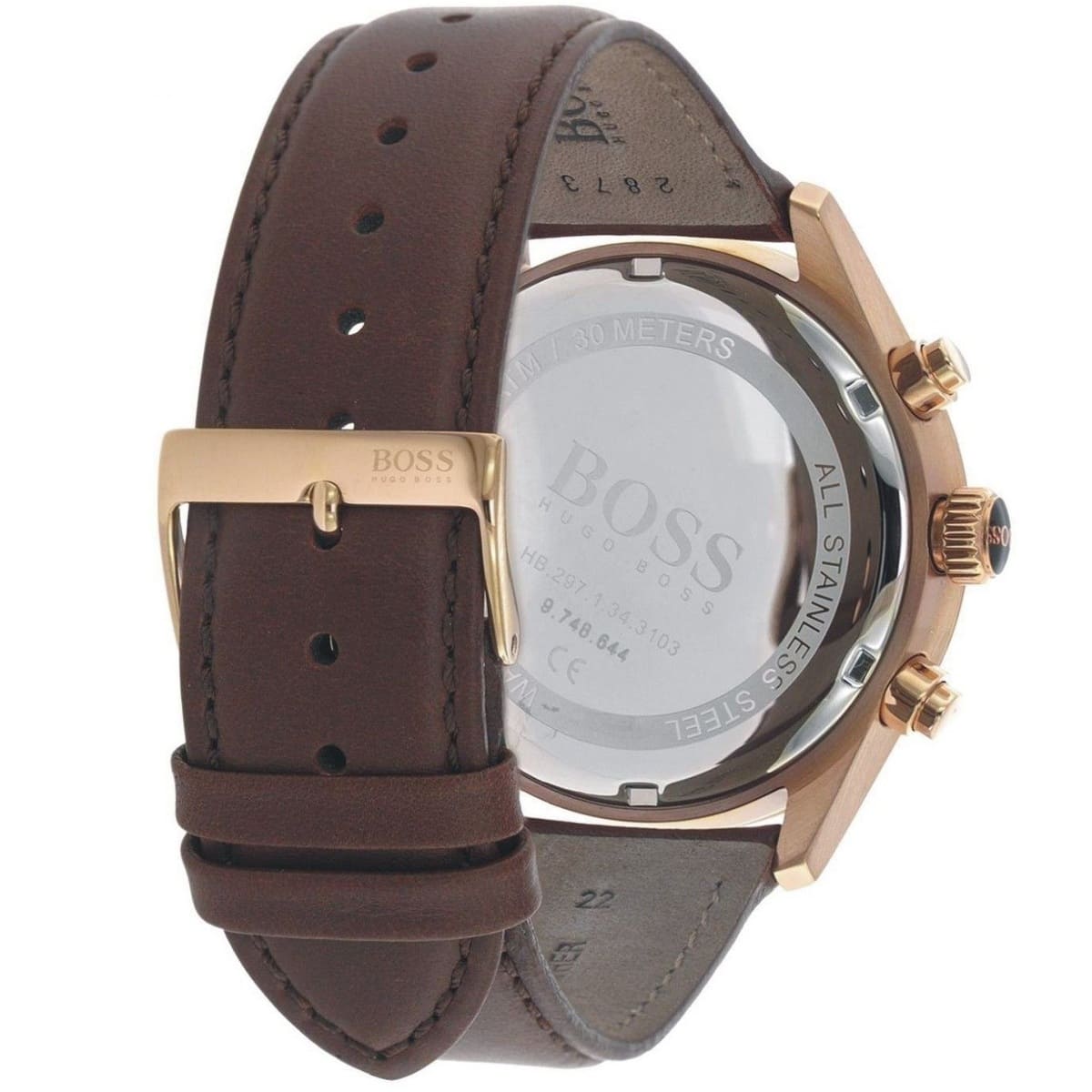 Hugo Boss Men’s Chronograph Leather Strap Brown Dial 44mm Watch 1513605