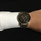 BURBERRYS the City Swiss Chronograph Stainless Steel Black Ceramic Bezel Gray Date Dial Men Watch BU9380