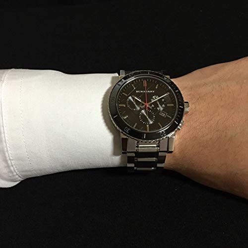 BURBERRYS the City Swiss Chronograph Stainless Steel Black Ceramic Bezel Gray Date Dial Men Watch BU9380 Main Image