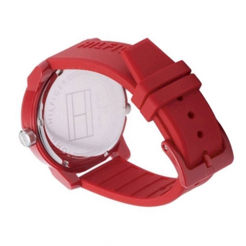 Tommy Hilfiger Men’s Quartz Silicone Strap Red Dial 44mm Watch 1791557