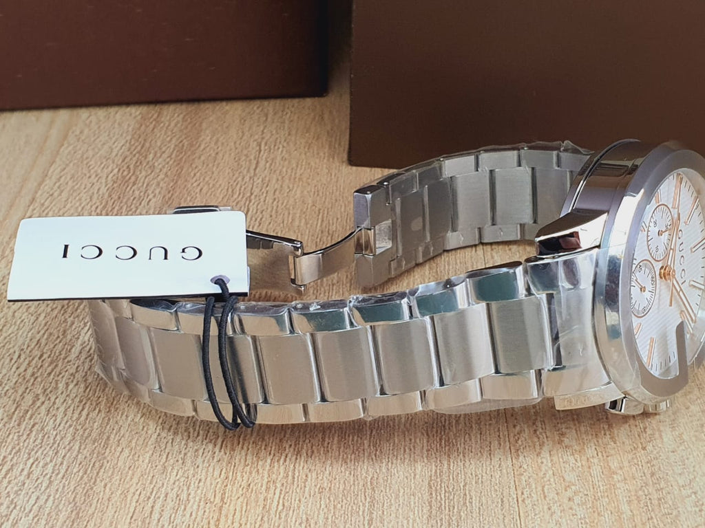 Gucci Men’s Analog Quartz Display Swiss Made Stainless Steel Silver 44mm Watch YA101201