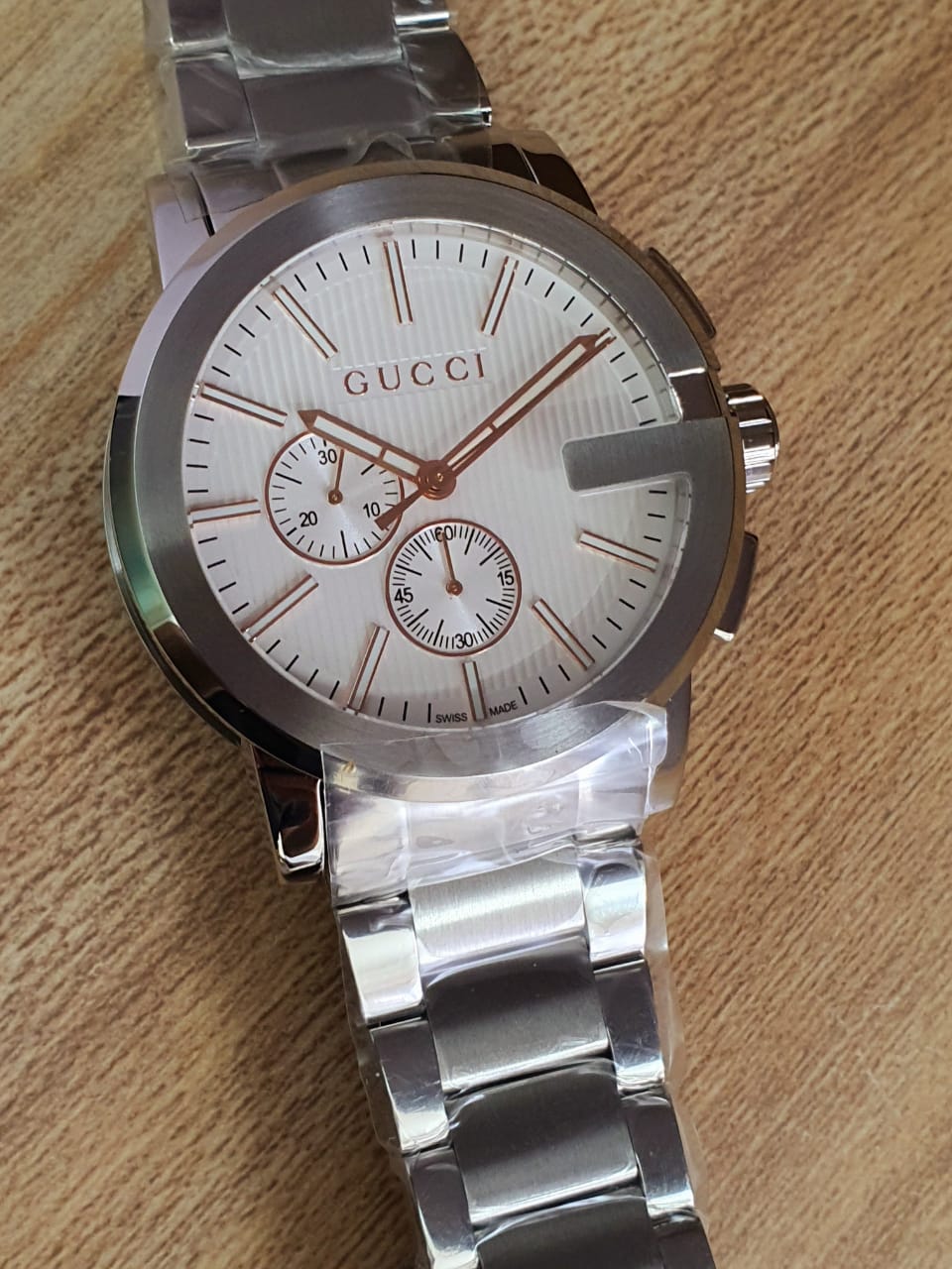 Gucci Men’s Analog Quartz Display Swiss Made Stainless Steel Silver 44mm Watch YA101201