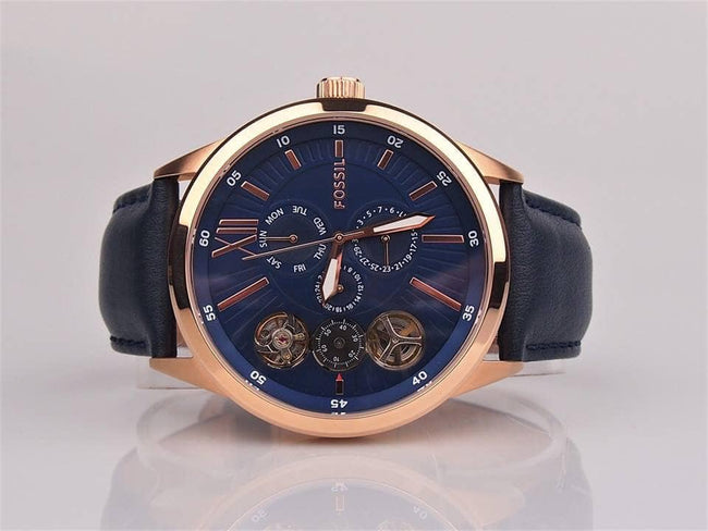 Fossil Flynn Mechanical Navy Leather Men's Watch BQ2219 Main Image