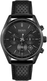 BOSS Men's Champion Stainless Steel Quartz Watch with Leather Strap, Black, 22 (Model: 1513880)