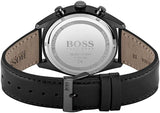 BOSS Men's Champion Stainless Steel Quartz Watch with Leather Strap, Black, 22 (Model: 1513880)