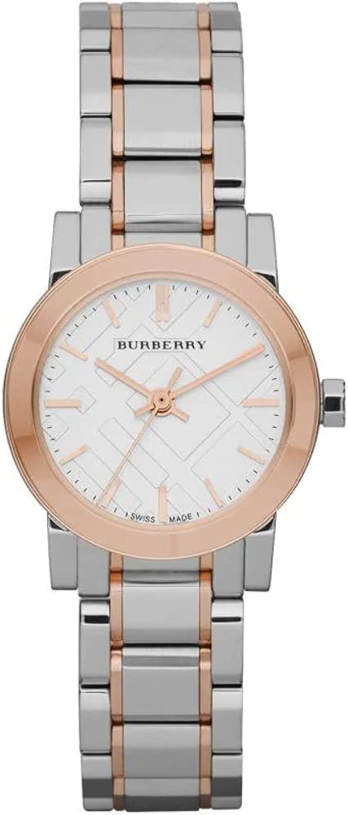 Burberry White Dial Rose Gold Ion-Plated Bezel Ladies Watch BU9205