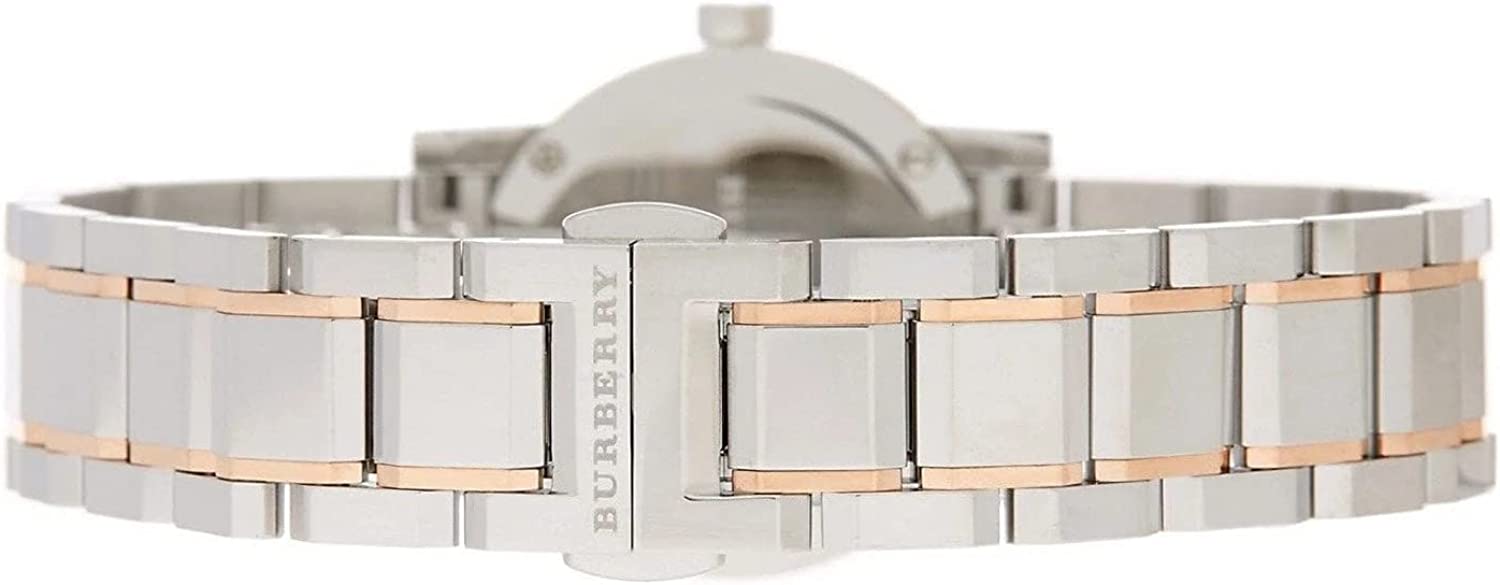 Burberry White Dial Rose Gold Ion-Plated Bezel Ladies Watch BU9205