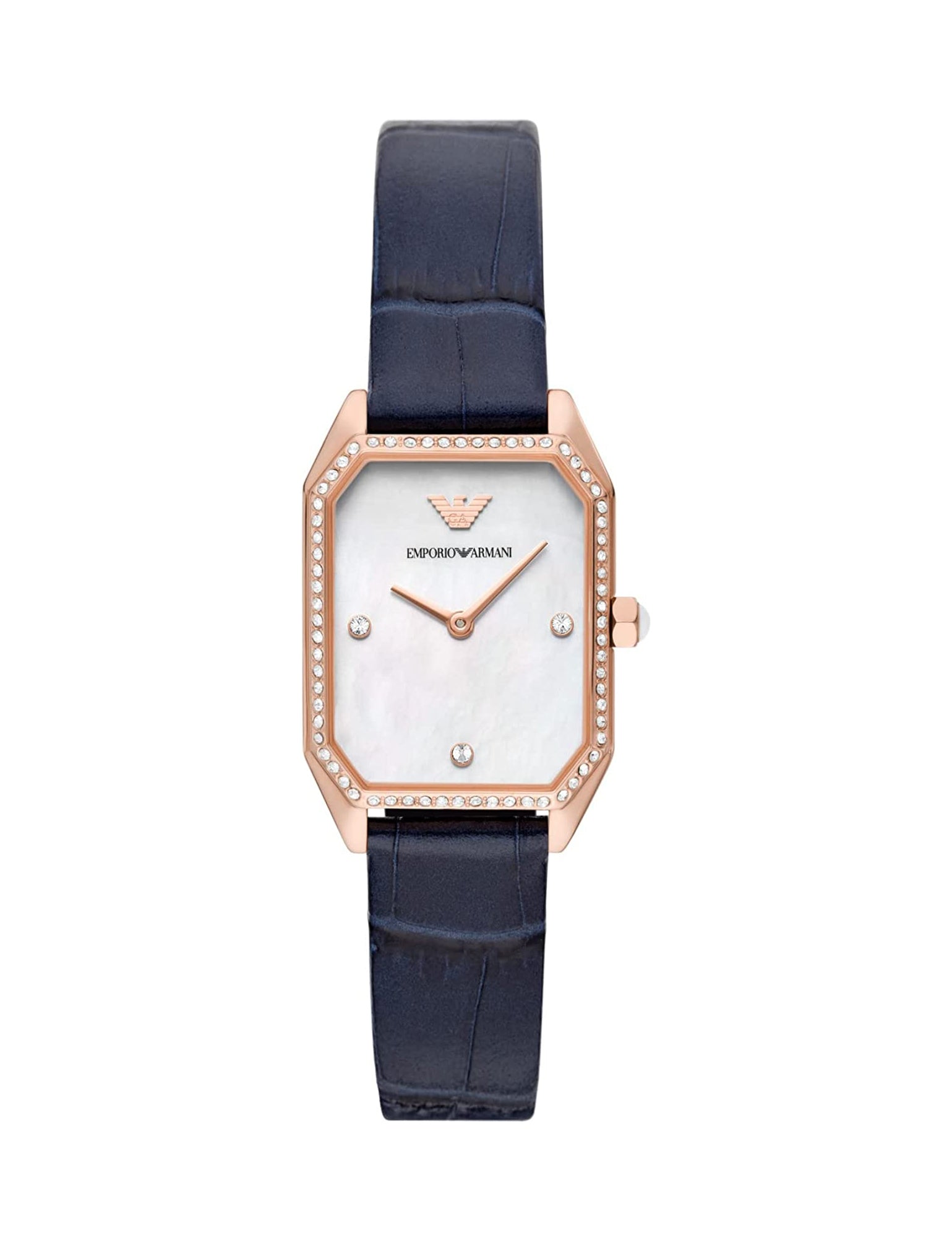 Emporio Armani Women’s Quartz Blue Leather Strap Mother Of Pearl Dial 24mm Watch AR11466
