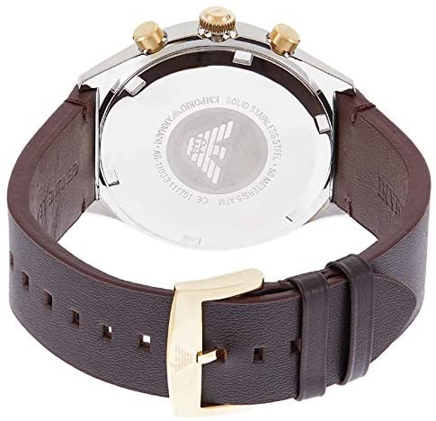 Emporio Armani Men’s Chronograph Quartz Leather Strap White Dial 44mm Watch AR11033