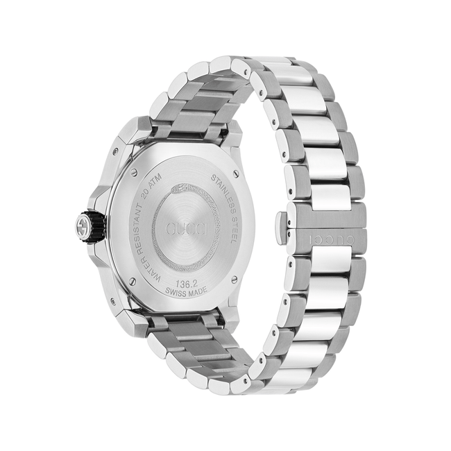 Gucci Men’s Analog Quartz Swiss Made Stainless Steel Black Dial 45mm Watch YA136218 Main Image