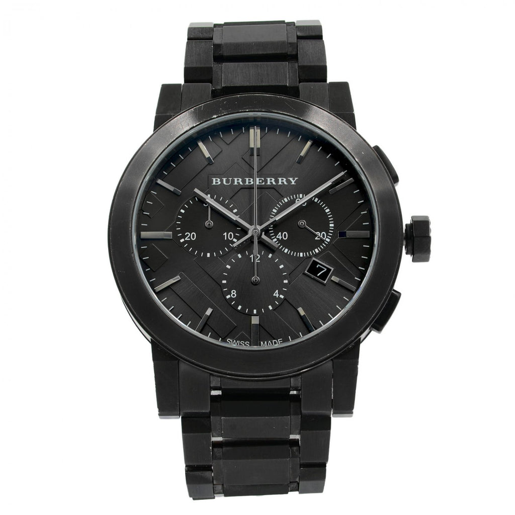 BURBERRY Chronograph Dark Grey Dial Black Ion-plated Men's Watch BU9354