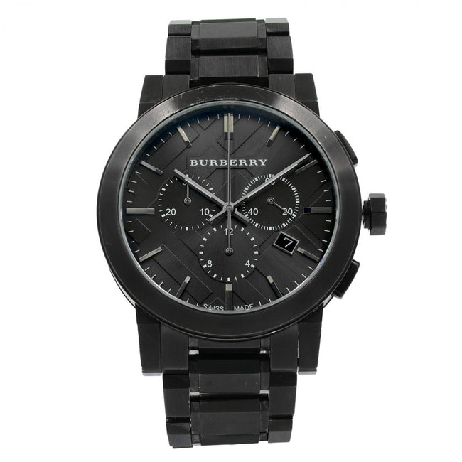 BURBERRY Chronograph Dark Grey Dial Black Ion-plated Men's Watch BU9354 Hover Image