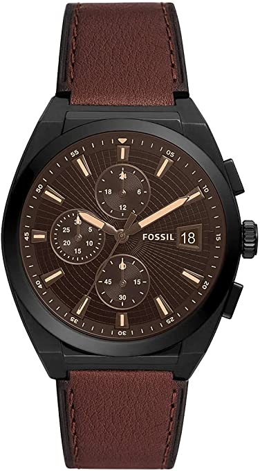 Fossil Men's Everett Chronograph, Black-Tone Stainless Steel Watch, FS5798 Hover Image