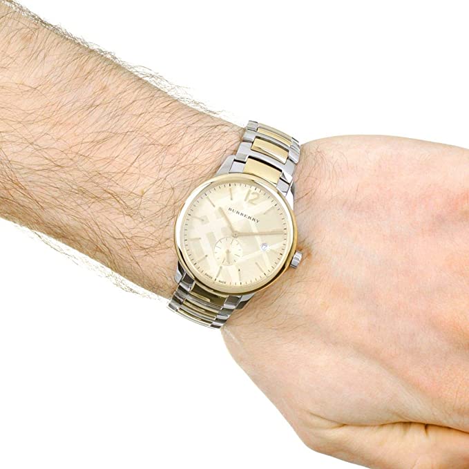 Swiss Gold 2 Tone Silver Date Dial 40mm Men Stainless Steel Wrist Watch The Classic BU10011