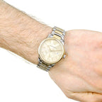 Swiss Gold 2 Tone Silver Date Dial 40mm Men Stainless Steel Wrist Watch The Classic BU10011