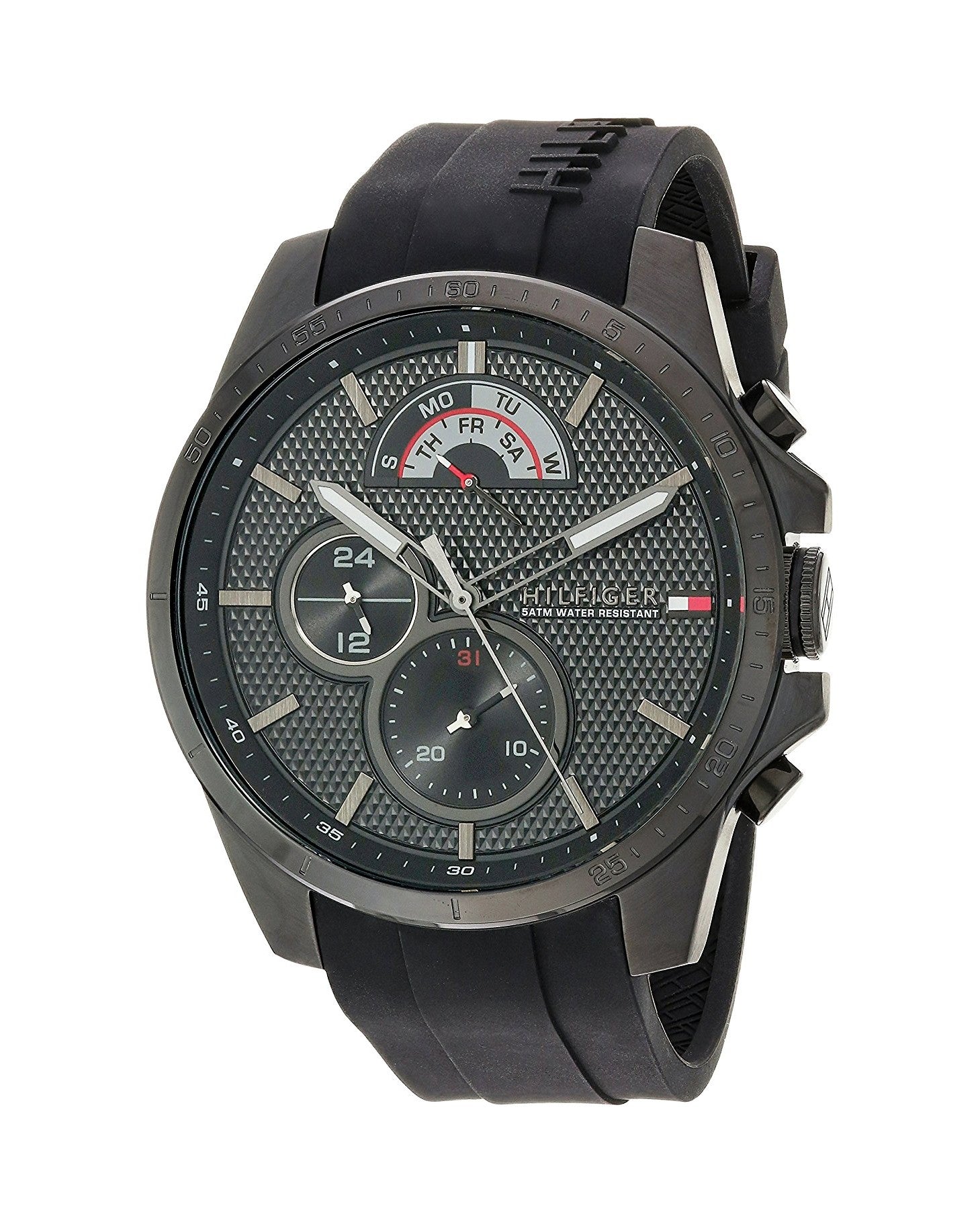 Tommy Hilfiger Men’s Quartz Black Silicone Strap Black Dial 46mm Watch 1791352