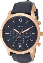 Fossil Men’s Chronograph Quartz Leather Strap Blue Dial 44mm Watch FS5454