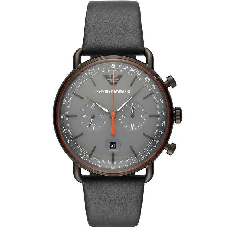Emporio Armani Men’s Chronograph Quartz Leather Strap Grey Dial 43mm Watch AR11168