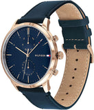 Tommy Hilfiger Analogue Multifunction Quartz Watch for Men with Navy Blue Leather Strap - 1710405