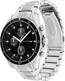 Tommy Hilfiger 1791835 Men’s Quartz Silver Stainless Steel Black Dial 44mm Watch