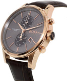 Hugo Boss Men’s Chronograph Quartz Leather Strap Grey Dial 41mm Watch 1513281