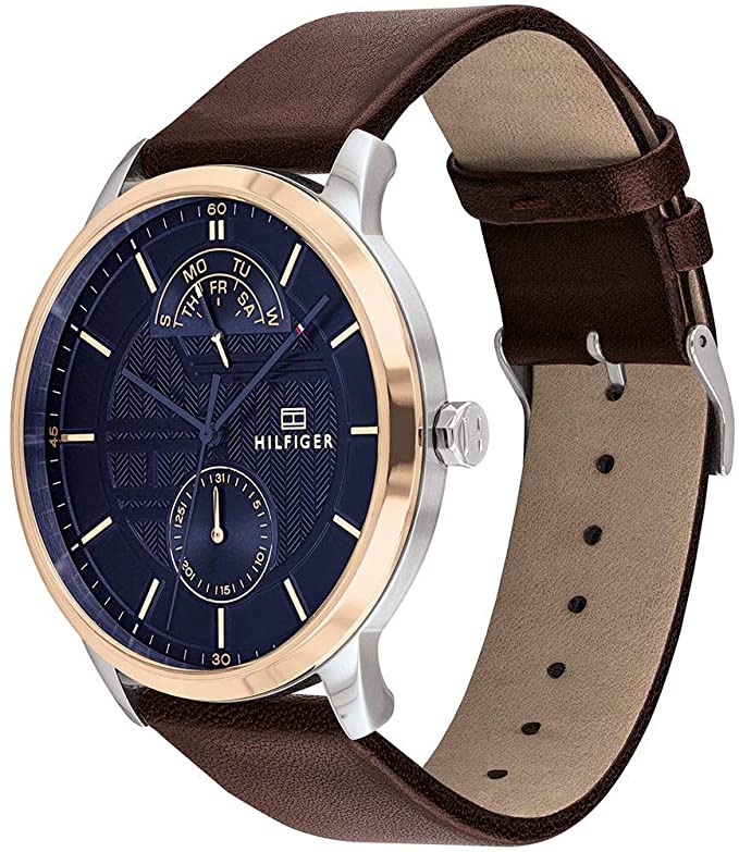 Tommy Hilfiger Men’s Quartz Leather Strap Blue Dial 44mm Watch 1791605