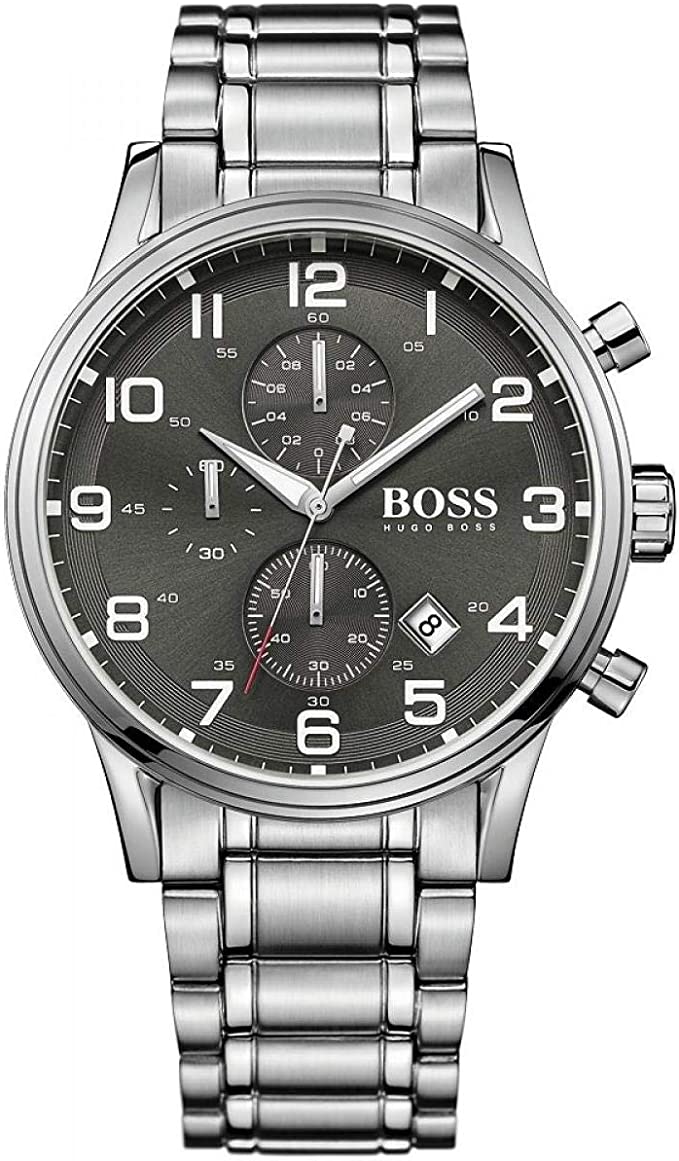 Hugo Boss Men’s Quartz Stainless Steel Grey Dial 44mm Watch 1513181