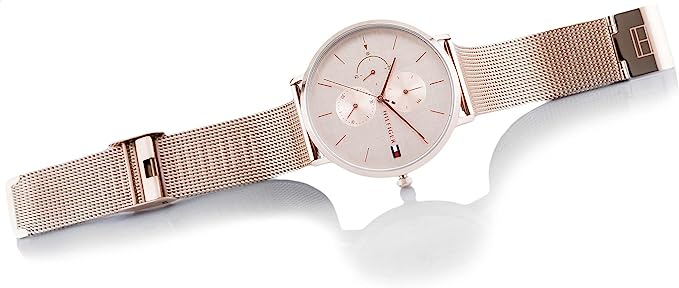 Tommy Hilfiger Analogue Multifunction Quartz Watch for Women with Rose Gold  Coloured Stainless Steel Mesh Bracelet - 1781944