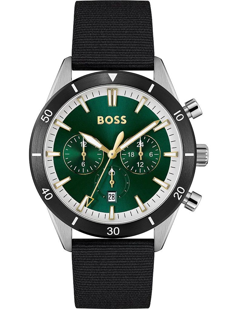 BOSS Analogue Multifunction Quartz Watch for Men with Black Ocean Plastic Textile Strap - 1513936