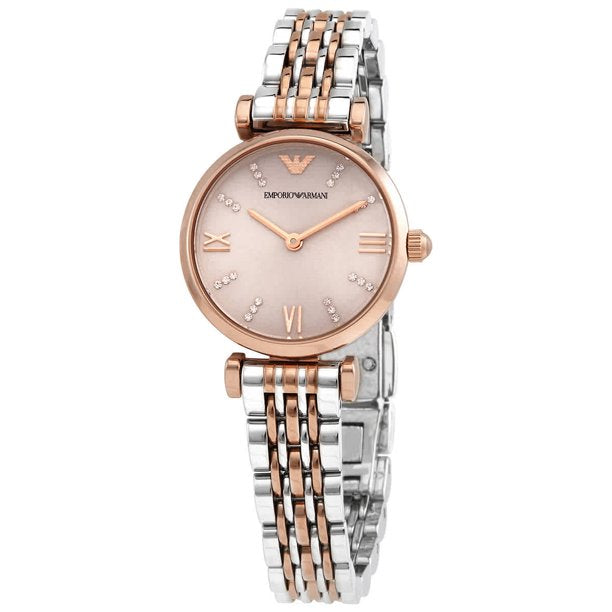 Emporio Armani Women’s Analog Stainless Steel Pink Dial 28mm Watch AR11223 Main Image