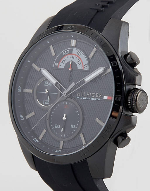 Tommy Hilfiger Men’s Quartz Black Silicone Strap Black Dial 46mm Watch 1791352