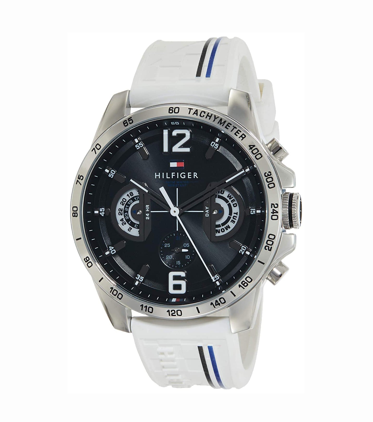 Tommy Hilfiger Men’s Quartz Silicone Strap Black Dial 46mm Watch 1791475