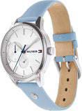 Tommy Hilfiger 1782023 Leather Round Analog Water Resistant Watch for Women - Baby Blue