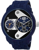 Joshua & Sons Men's Colored Dual Time Zone Watch - Swiss Quartz Watch with Unique Design On Silicone Strap - JS52BU