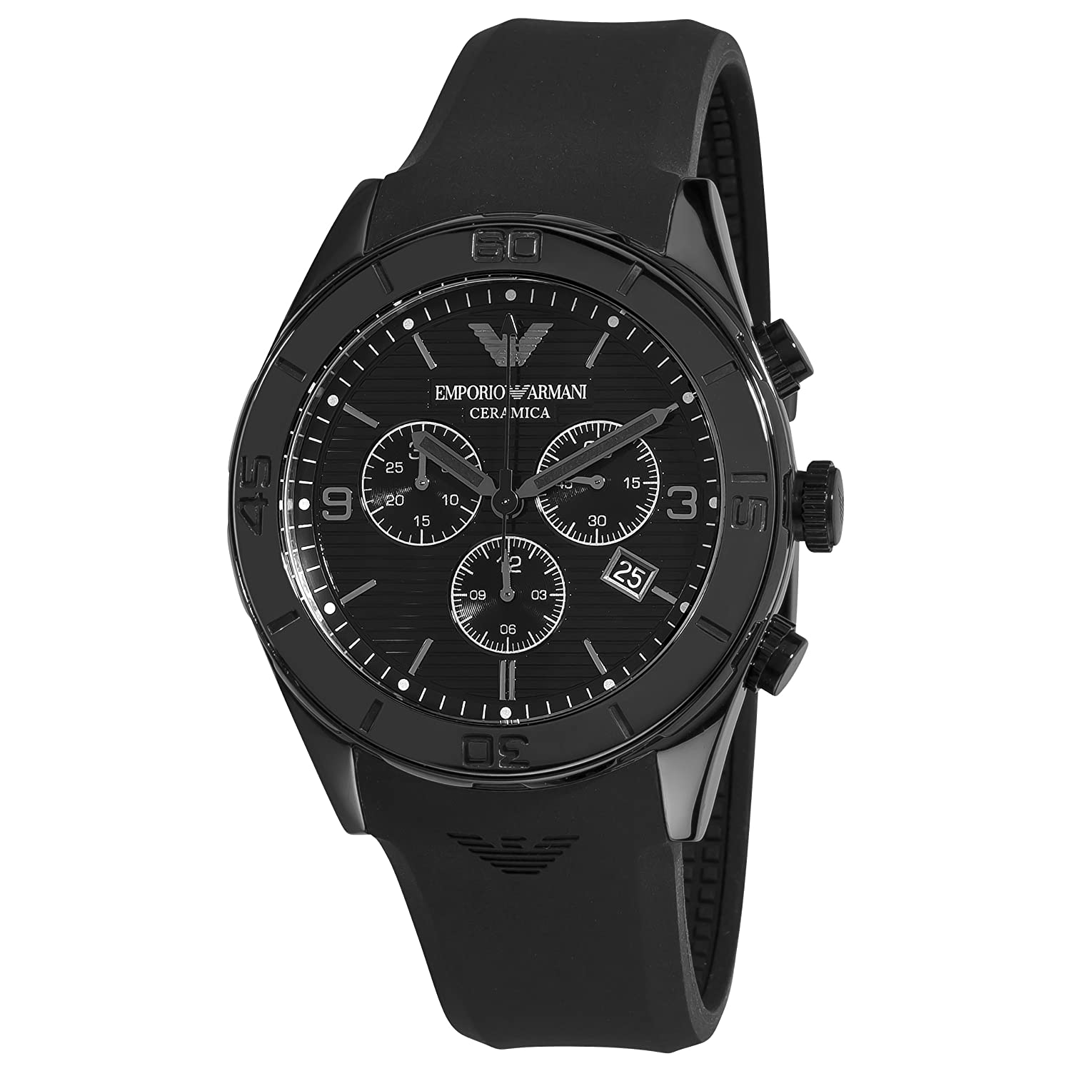 Emporio Armani Men’s Quartz Silicone Strap Black Dial 42mm Watch AR1434
