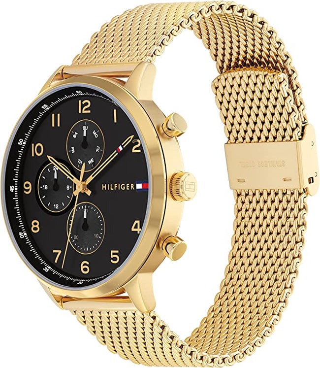 Tommy Hilfiger Men's Multifunction Stainless Steel and Mesh Bracelet Watch, Color: Black (Model: 1791989) Main Image