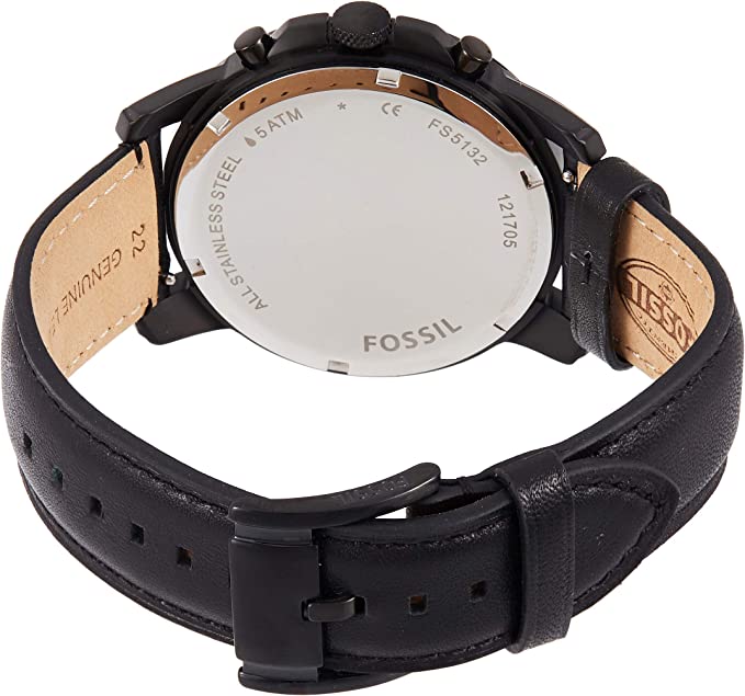 Fossil Men's Grant Quartz Stainless Steel and Leather Chronograph Watch, Color: Black (Model: FS5132)