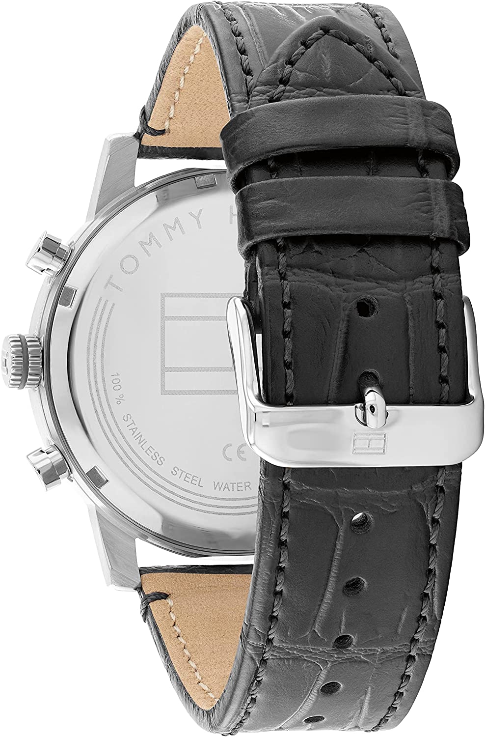 Tommy Hilfiger Men's Quartz Multifunction Stainless Steel and Leather Strap Watch, Color: Black (Model: 1791883)