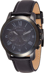 Fossil Men's Grant Quartz Stainless Steel and Leather Chronograph Watch, Color: Black (Model: FS5132)
