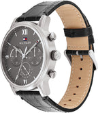 Tommy Hilfiger Men's Quartz Multifunction Stainless Steel and Leather Strap Watch, Color: Black (Model: 1791883)