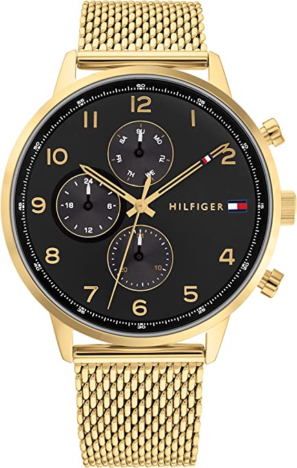 Tommy Hilfiger Men's Multifunction Stainless Steel and Mesh Bracelet Watch, Color: Black (Model: 1791989) Hover Image