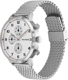 Tommy Hilfiger Men's Multifunction Stainless Steel and Mesh Bracelet Watch, Color: White (Model: 1791988)