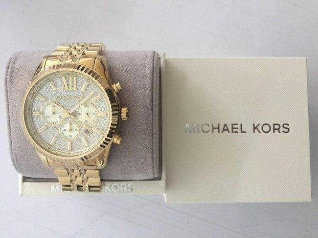 Michael Kors Men’s Stainless Steel Gold Dial 44mm Watch MK8579 Main Image