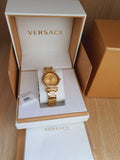 Versace Women’s Quartz Swiss Made Stainless Steel Gold Dial 35mm Watch VERE00618